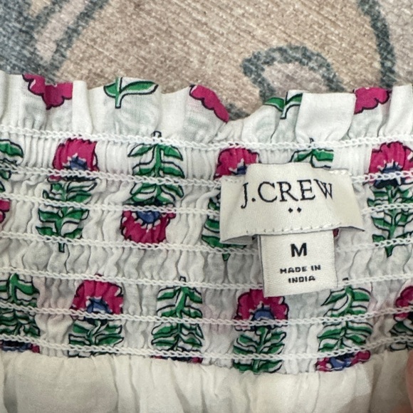 J. Crew Smocked Tiered Pink and Green Leaf Elastic Band Mini Skirt - Picture 3 of 6